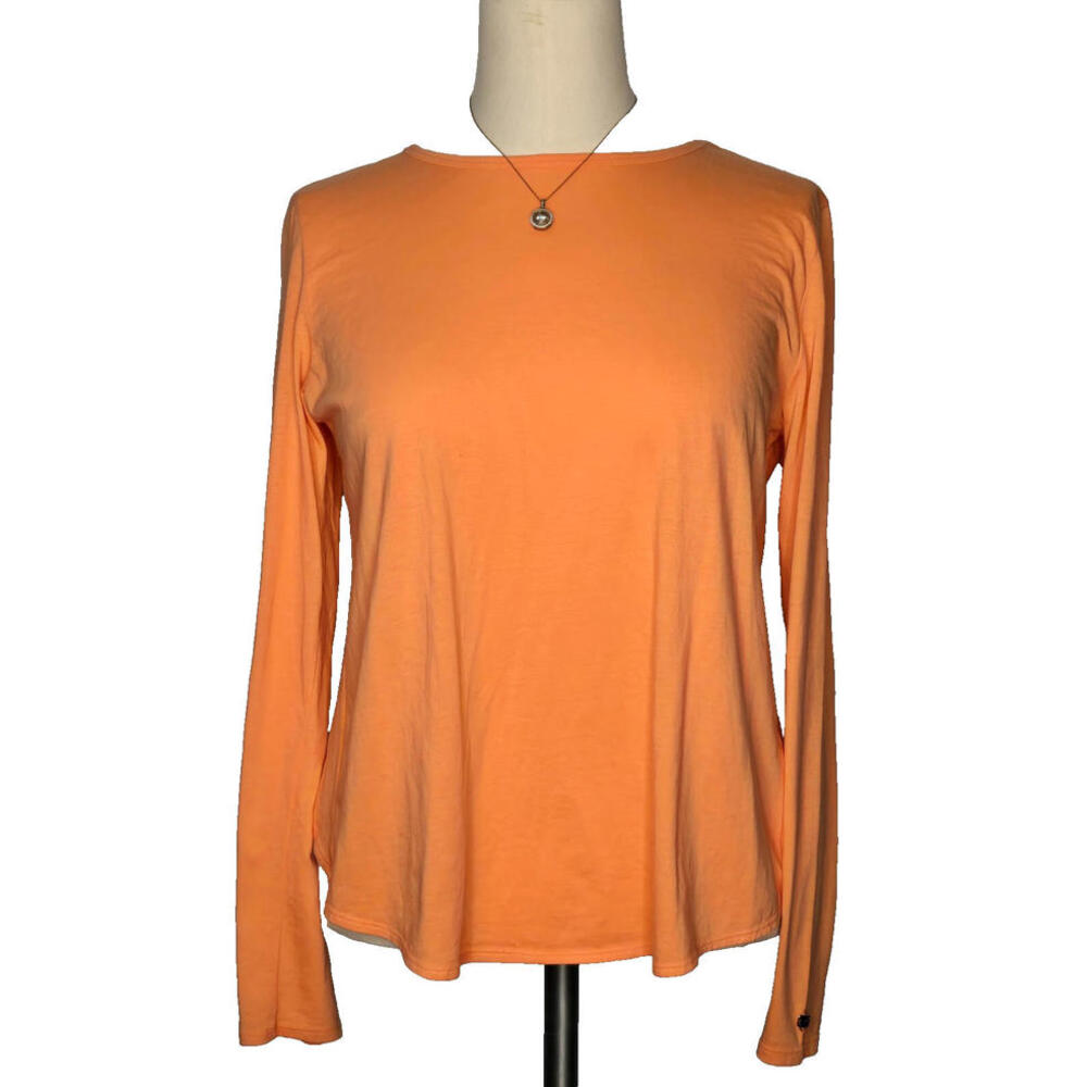 Fabletics Millie Long‎ Sleeve Shirt Open Back Essential Tee Coral Women's SZ SM